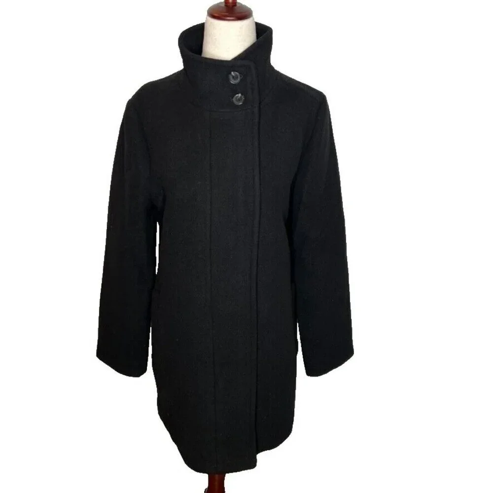 J.Crew Womens $298 Button Neck City Coat Black Size 20 BU261 - Picture 4 of 10